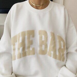 The Bar Varsity White/Tan Oversized Sweatshirt Size L